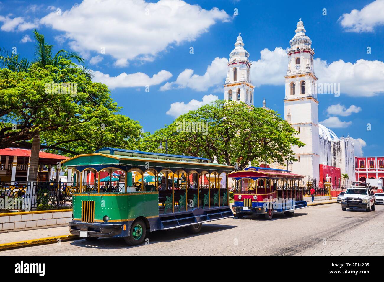 Campeche, México. La Plaza Independencia en el casco antiguo de la ciudad de San Francisco de Campeche. Foto de stock