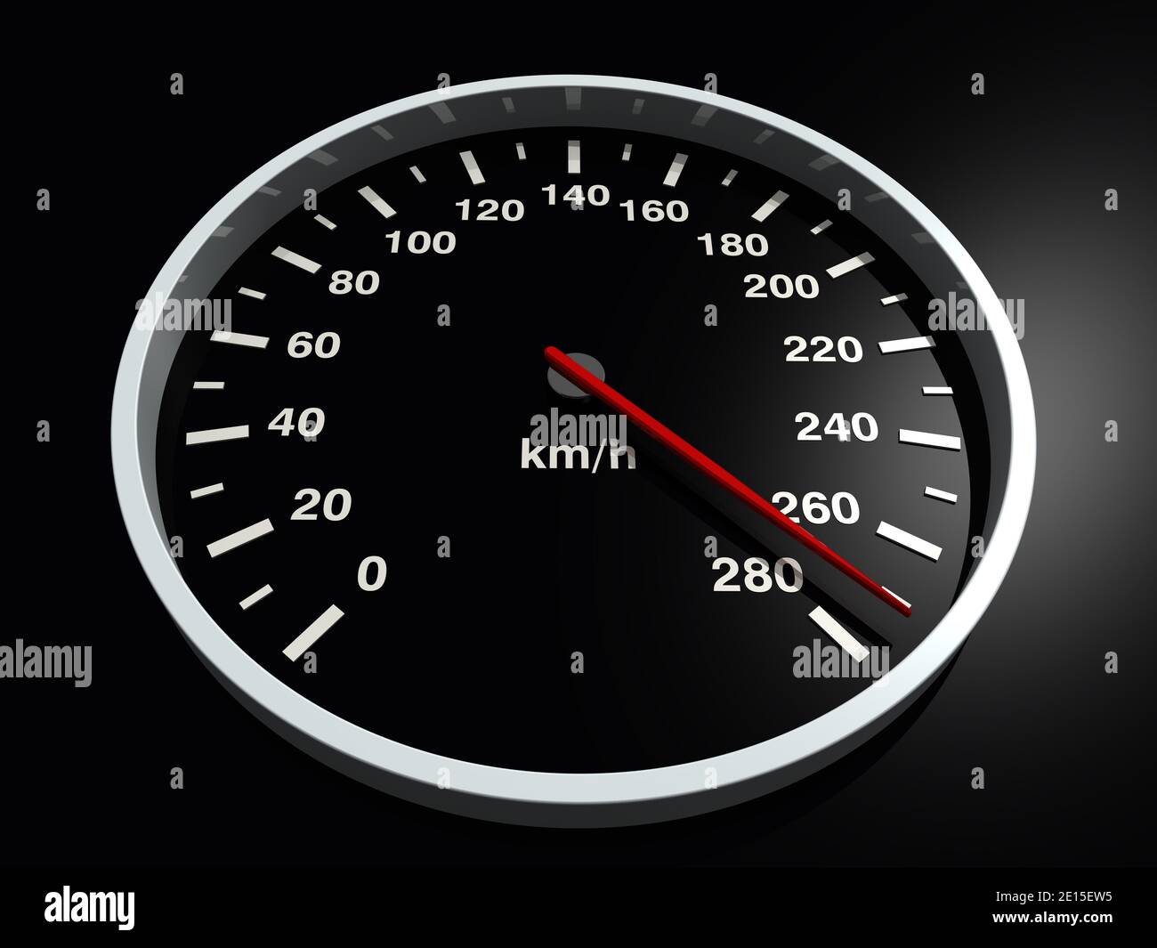 Medidor de velocidad. Velocímetro con una flecha roja que indica la  velocidad. Ilustración 3D Fotografía de stock - Alamy