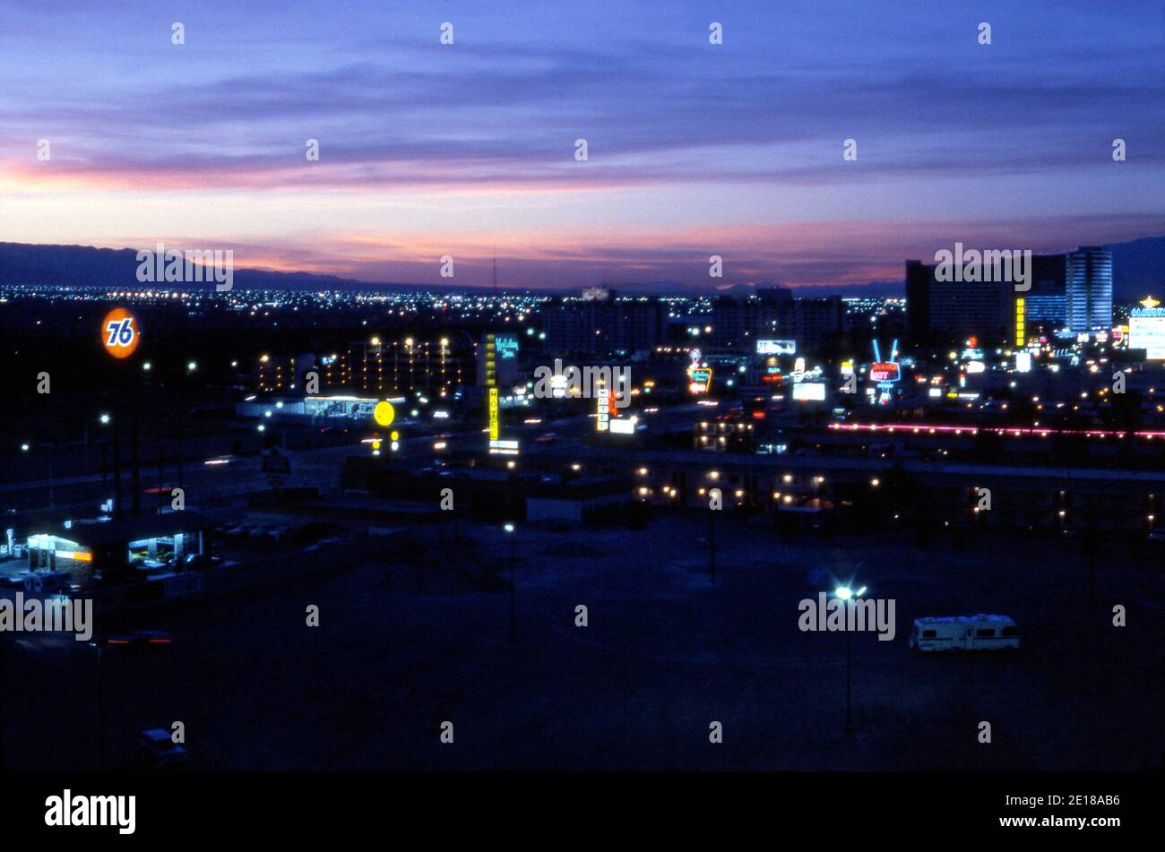 Vista del Strip en las Vegas alrededor de 1979 Foto de stock