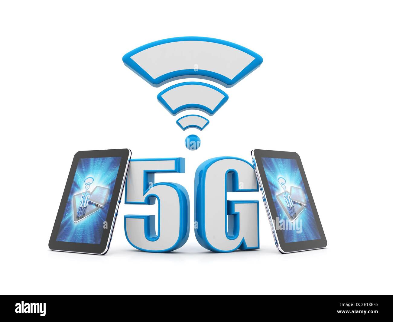 5G Red concepto de Internet fondo, 5a generación de Internet, 5G red inalámbrica con alta velocidad de conexión a Internet fondo. renderizar en 3d Foto de stock