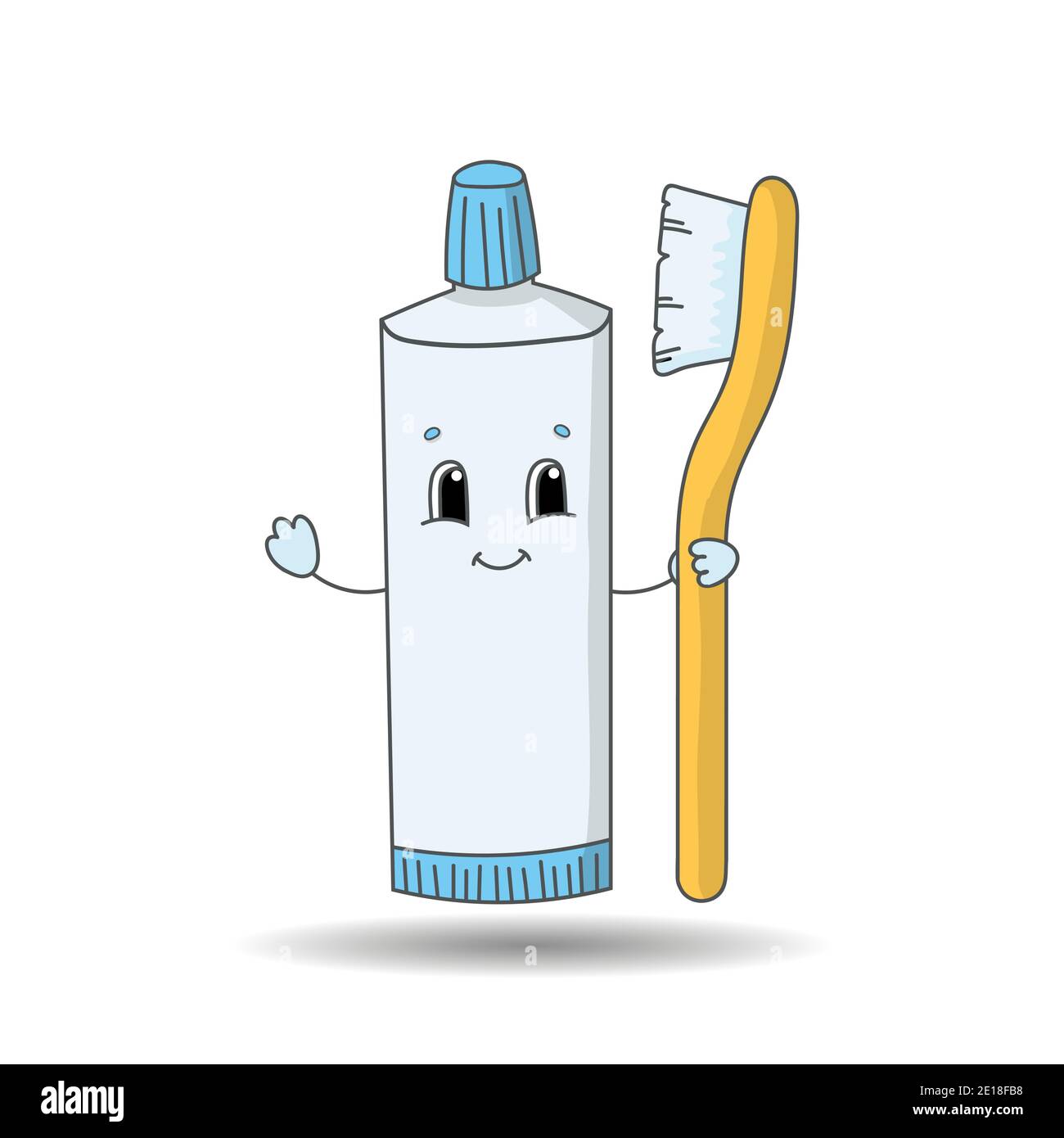 Pasta de dientes tubo con cepillo de dientes. Carácter lindo. Ilustración  vectorial de colores. Estilo de dibujos animados. Aislado sobre fondo  blanco. Elemento de diseño Imagen Vector de stock - Alamy