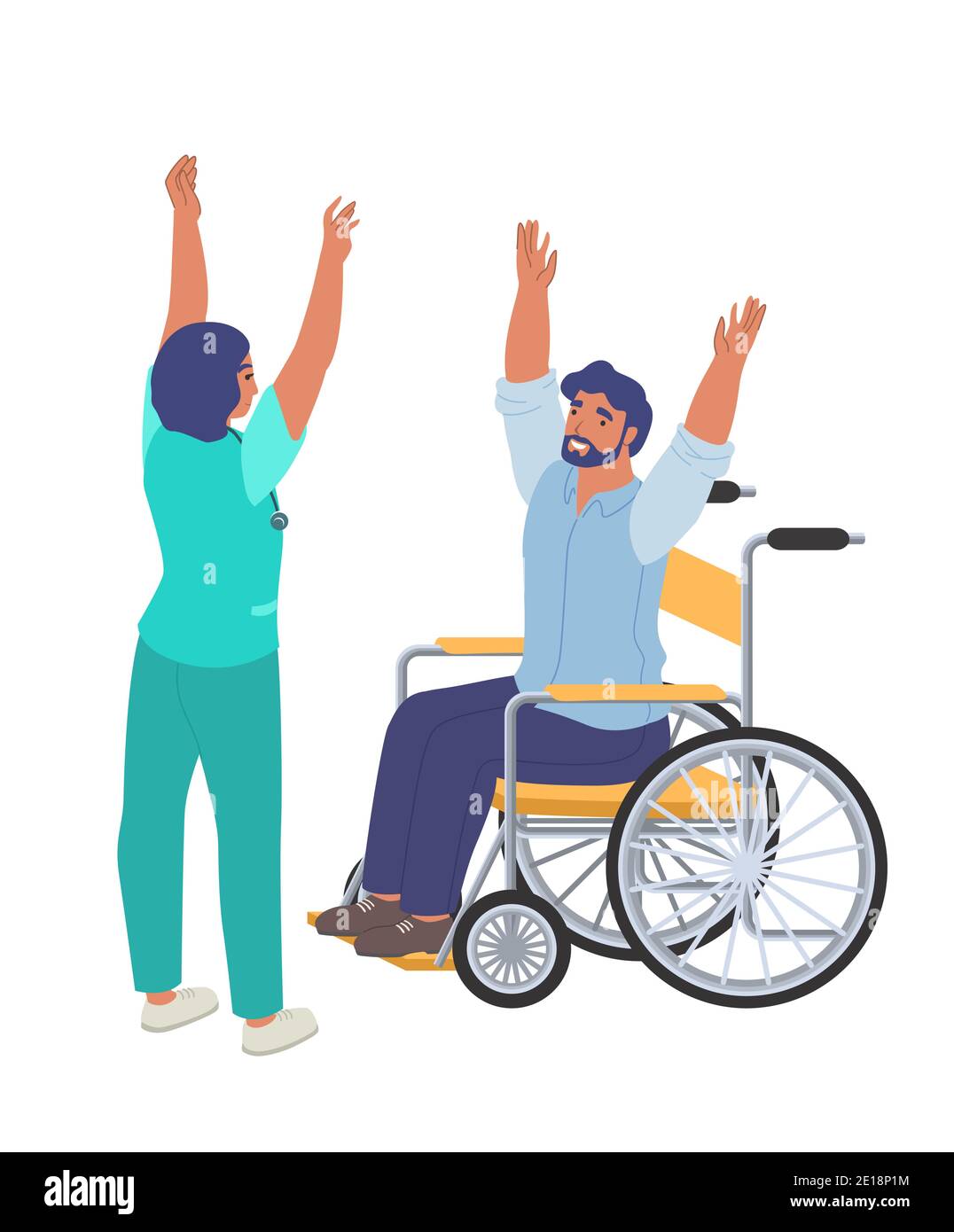 Rehabilitación, tratamiento fisioterapéutico de personas con lesiones, discapacidad, ilustración de vector plano Imagen Vector de stock - Alamy Rehabilitación, tratamiento fisioterapéutico de personas con lesiones, discapacidad, ilustración de vector plano Imagen Vector de stock - Alamy