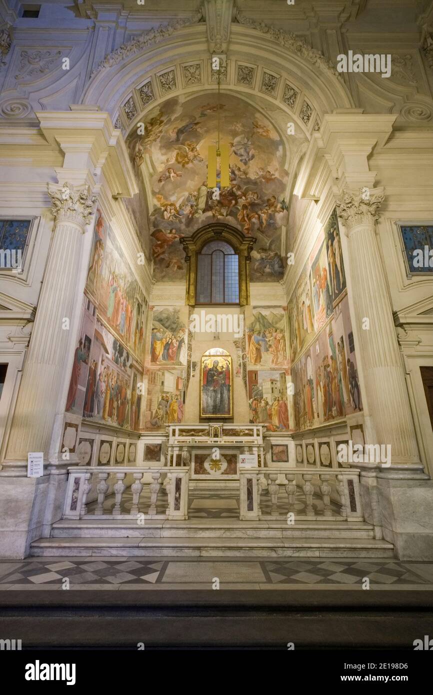 Italia, Toscana: Florencia (Florencia en italiano). Capilla Brancacci, Iglesia de Santa María del Carmine Foto de stock