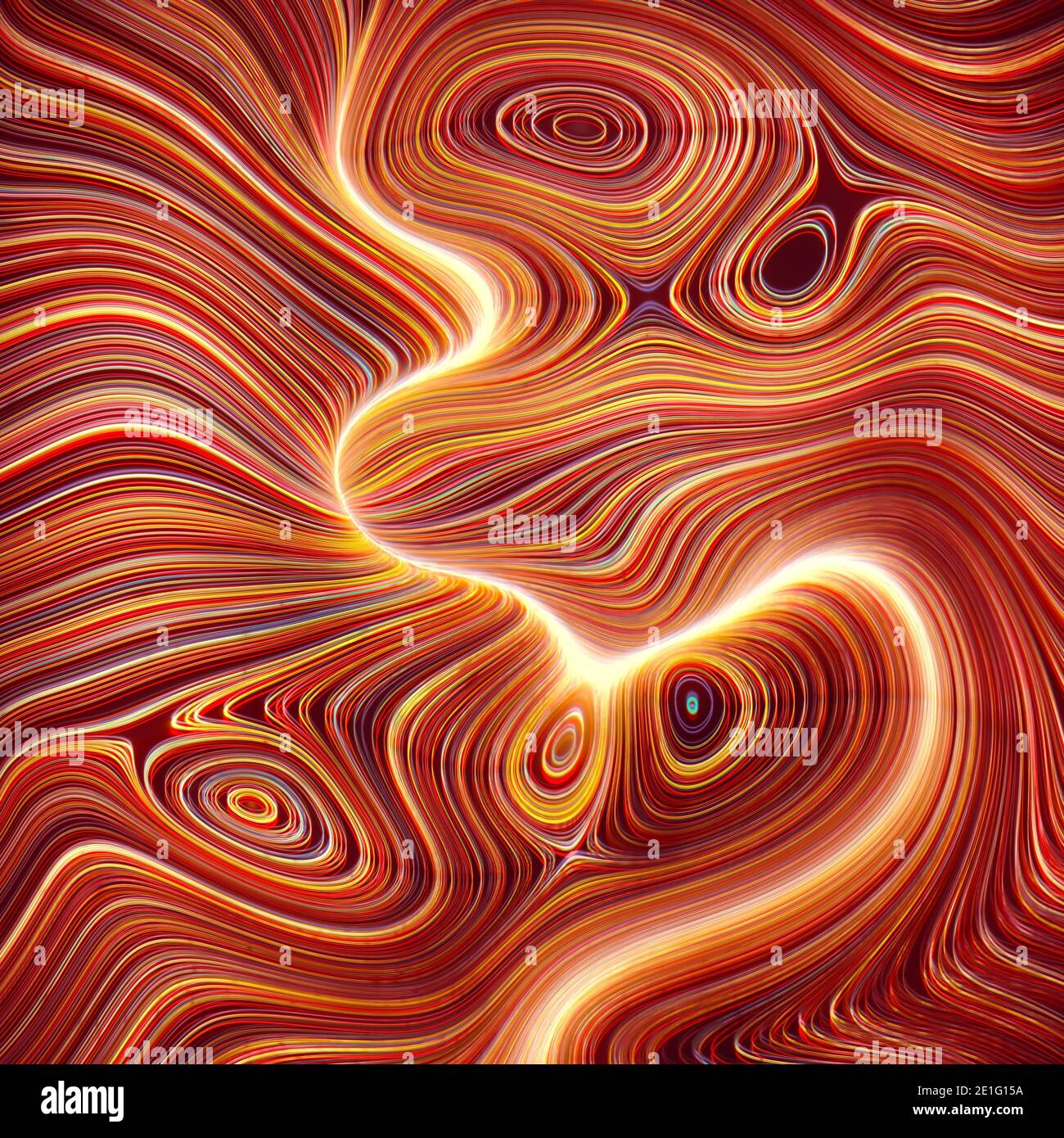 Ilustración 3D, fondo abstracto colorido. Imagen con formas orgánicas en líneas de color que fluyen como líquido. Foto de stock