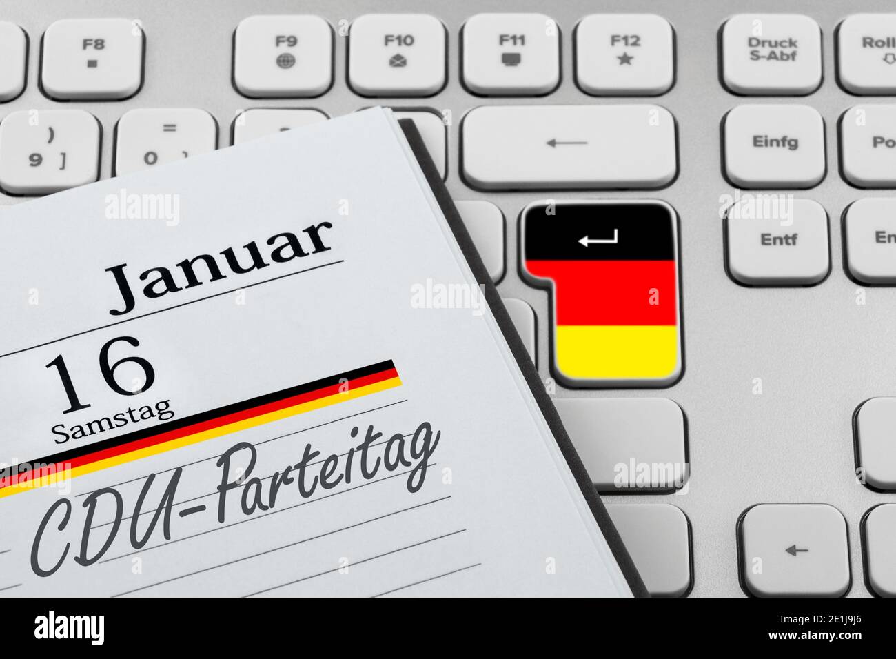 Kalender 16 Januar 2021 y teclado de PC Foto de stock