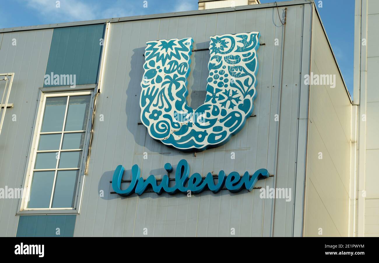 Moscú, Rusia - 5 de diciembre de 2020: Unilever Business Company logo, editorial ilustrativa. Foto de stock
