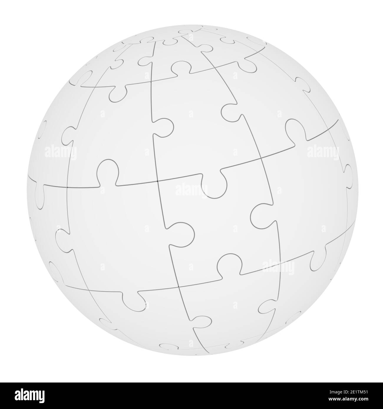 Puzzle esfera. Esfera hecha de rompecabezas. Todas las partes juntas sobre  fondo blanco. Aislado. Ilustración 3D Fotografía de stock - Alamy