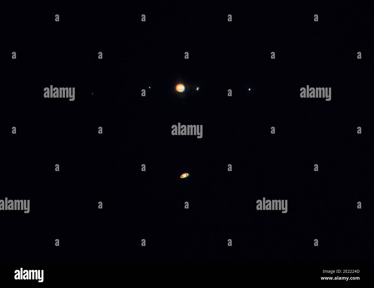 Conjunción Júpiter-Saturno Foto de stock