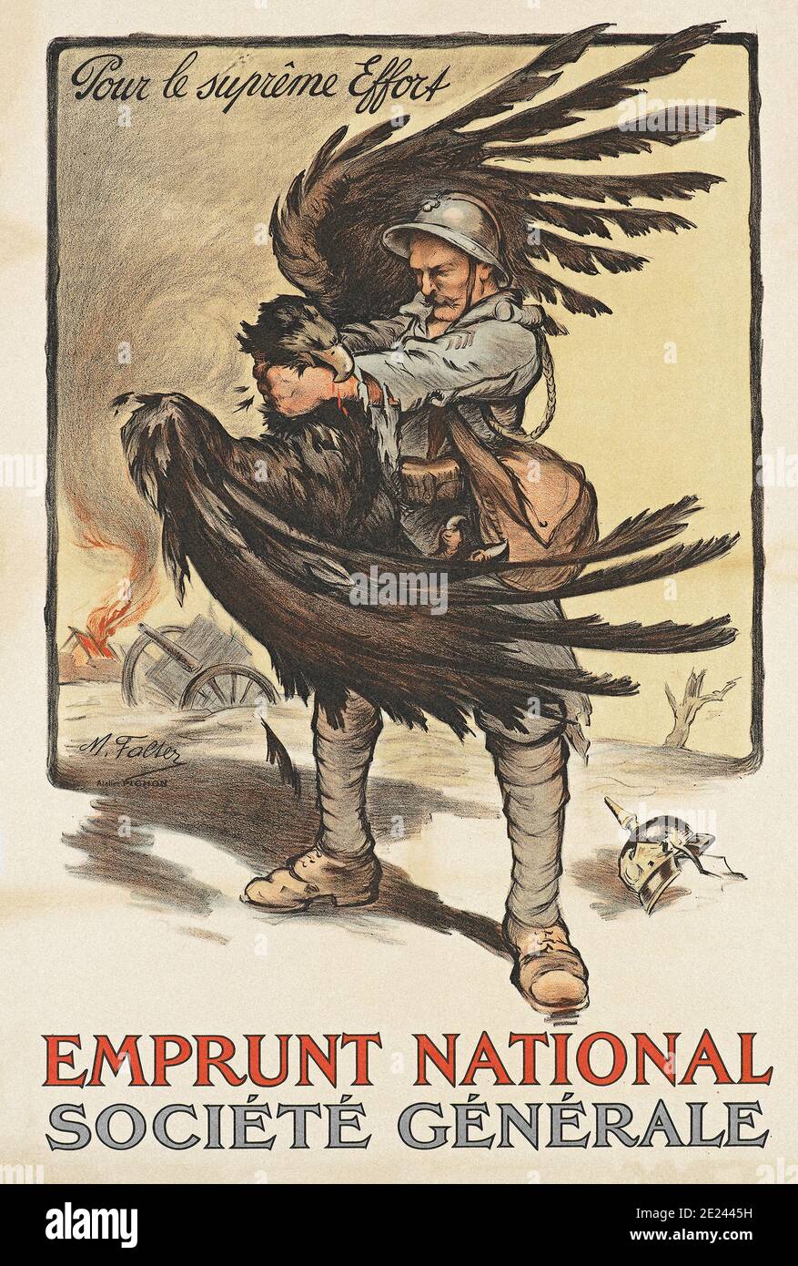 Cartel de propaganda francés de la época de la Gran Guerra. Por el esfuerzo supremo. 1914-1918 Foto de stock