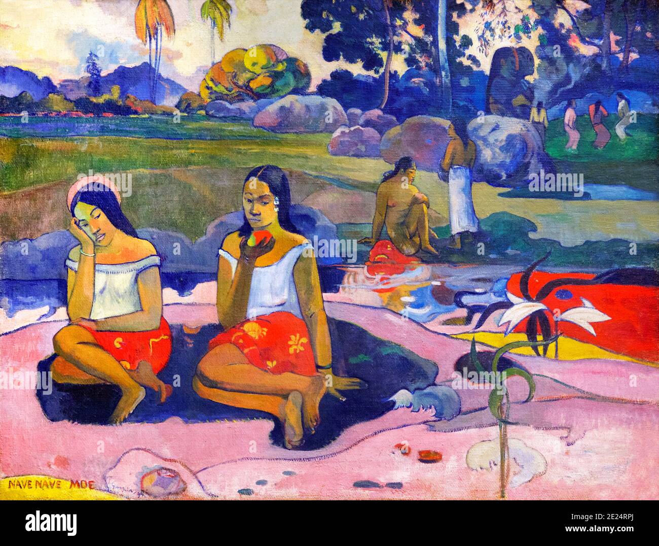 Nave Nave Moe, Primavera Sagrada, Dulces Sueños, Paul Gauguin, 1894, Museo Estatal del Hermitage, San Petersburgo, Rusia Foto de stock