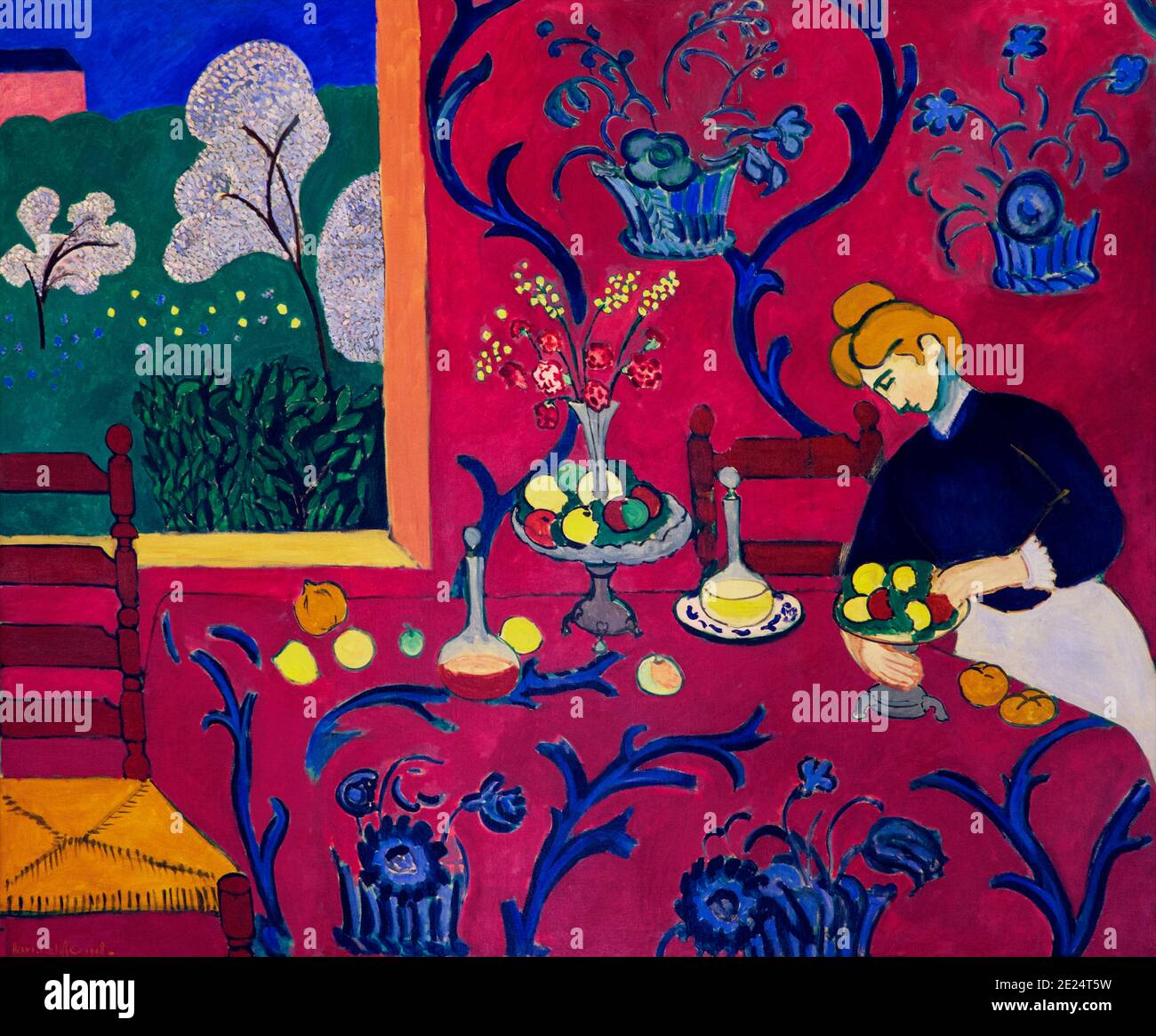 El Postre: Armonía en Rojo, la Sala Roja, Henri Matisse, 1908, Museo del Hermitage Estatal, San Petersburgo, Rusia Foto de stock