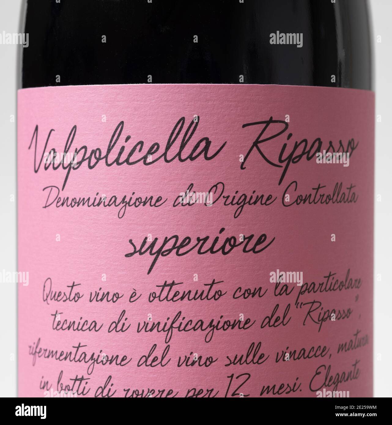Valpolicella Ripasso 2018 Villa Borghetti etiqueta de botella de vino tinto italiano Foto de stock