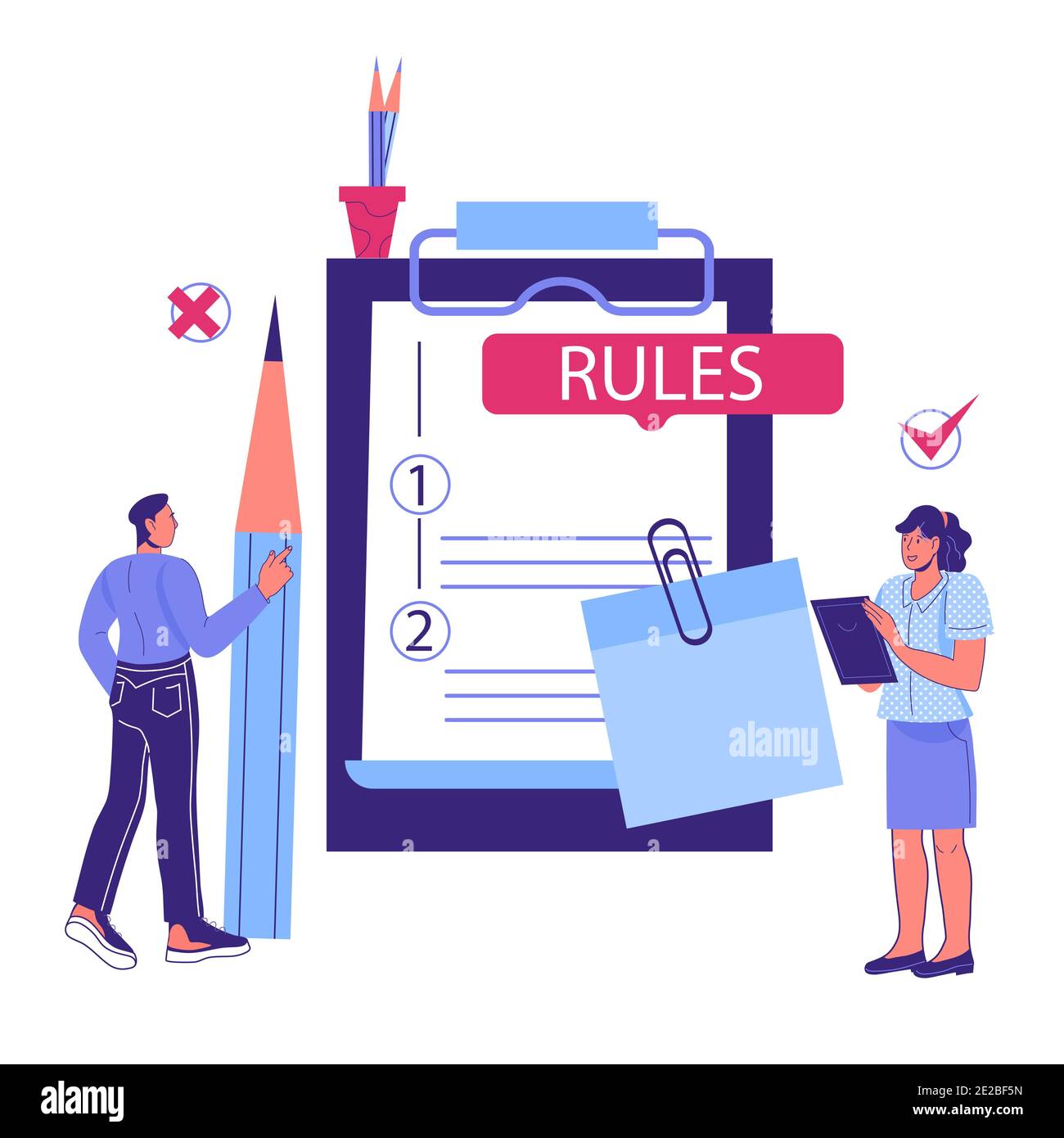 Reglas de negocio y la principal política de la empresa dibujos animados  vector ilustración aislada Imagen Vector de stock - Alamy