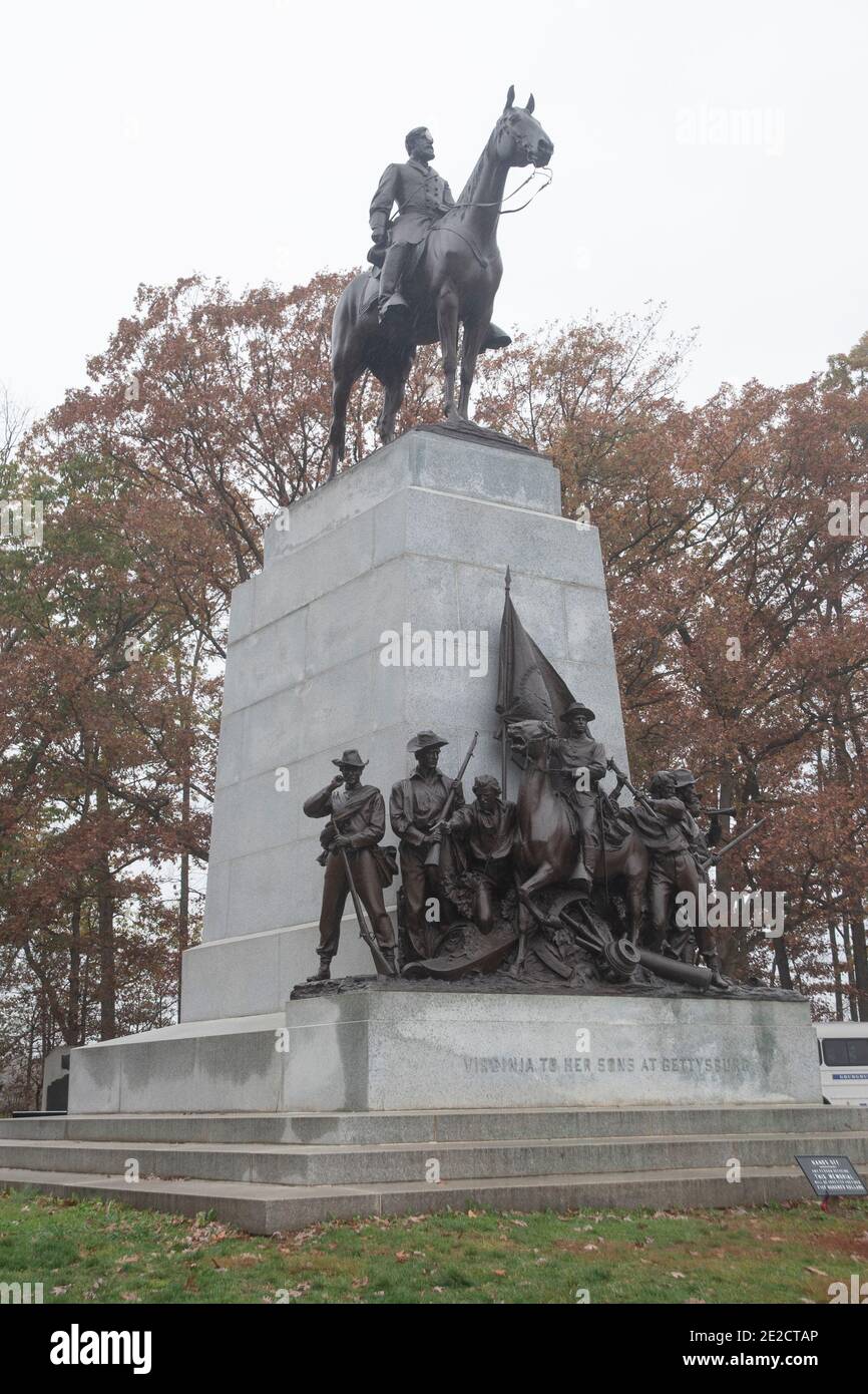 Las piedras de Tumb están alineadas en Gettysburg, Pensilvania, para conmemorar a los soldados que han muerto. Foto de stock