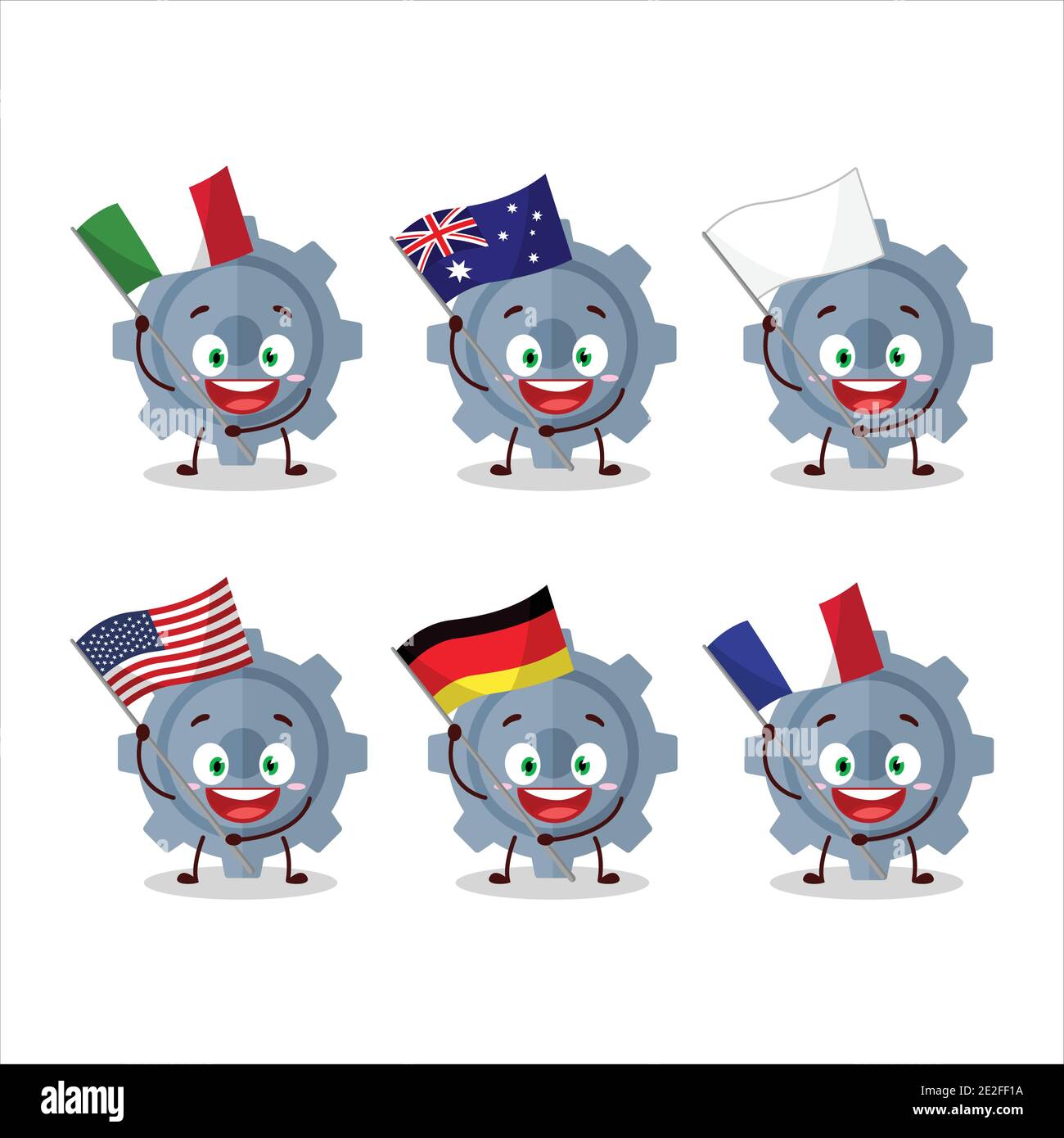 Arte de dibujos animados traer las banderas de varios países. Ilustración  vectorial Imagen Vector de stock - Alamy