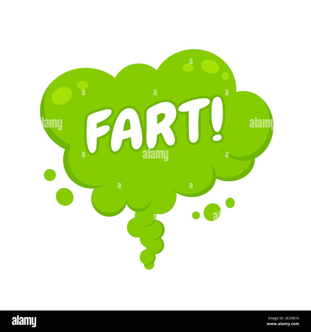 Olling verde dibujos animados fart nube de estilo plano diseño ilustración vectorial con texto fart. Mal olor o olor tóxico caricatura humo nube aislada sobre blanco Ilustración del Vector