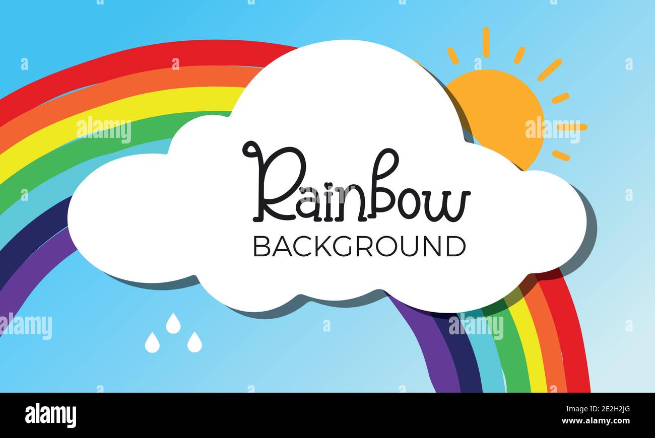 Arco Iris Con Nubes Sobre Fondo Azul Color Arco Iris Con Nubes Cielo Ilustracion De Dibujos Animados Vectoriales Aislada En Azul Imagen Vector De Stock Alamy