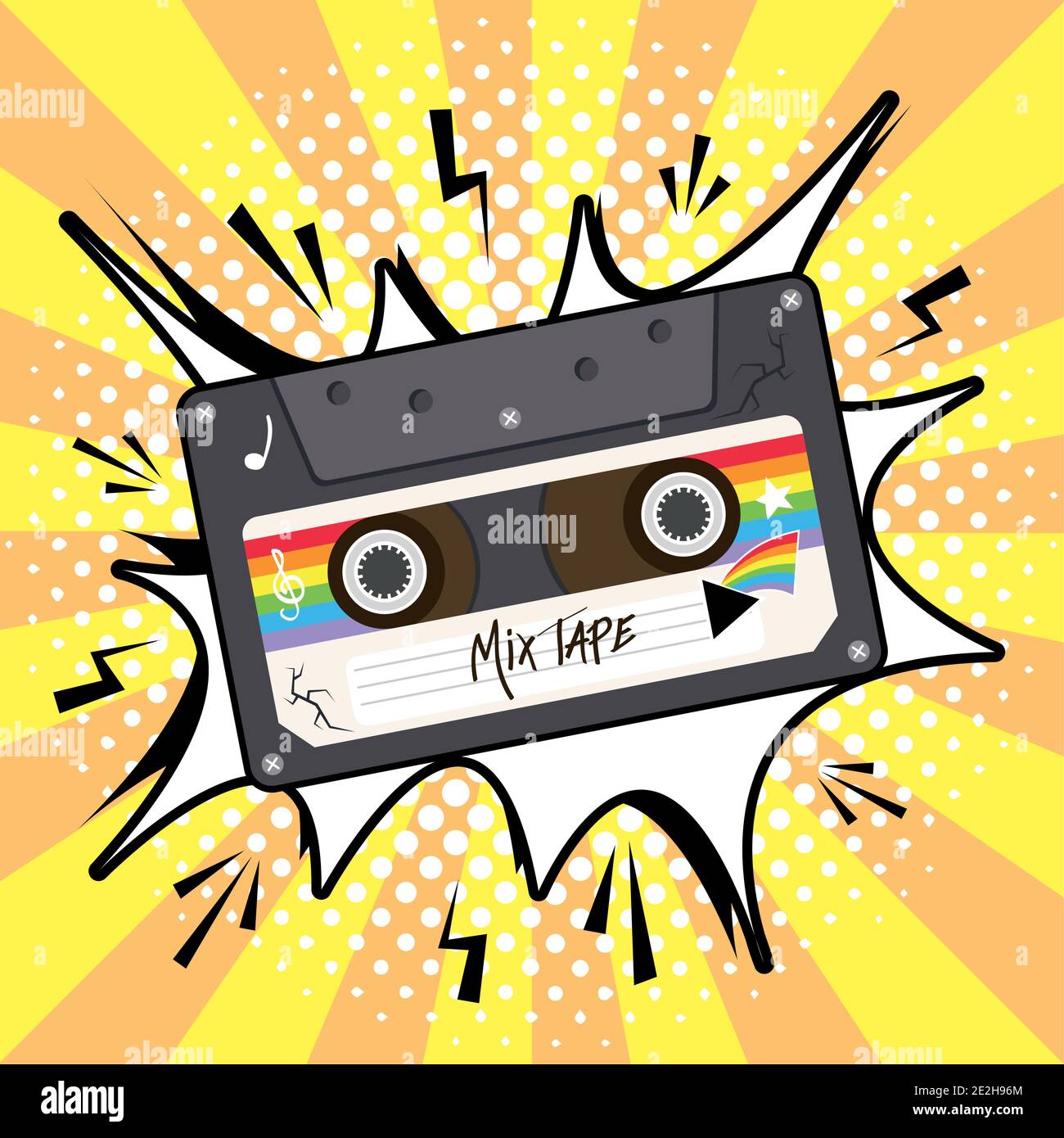 Ilustración de cinta de cassette retro vintage