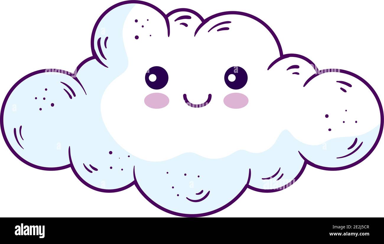 Diseño de vectores de dibujos animados en la nube de kawaii Imagen Vector  de stock - Alamy