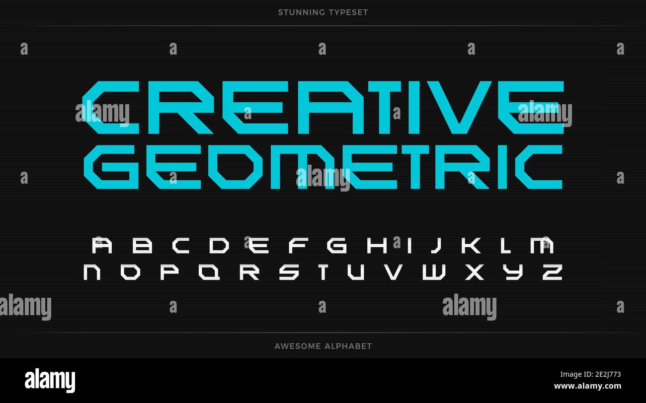 Alfabeto geométrico creativo, fuente futurista, tipo robótico para el  logotipo digital, monograma, titular, letras y tipografía. Estilo mínimo  sans serif Imagen Vector de stock - Alamy