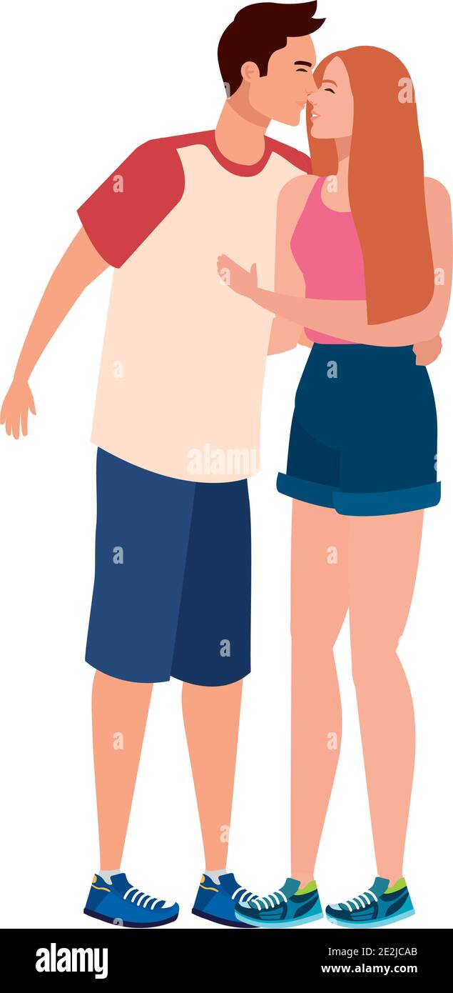 jóvenes amantes pareja besando personajes Imagen Vector de stock - Alamy jóvenes amantes pareja besando personajes Imagen Vector de stock - Alamy
