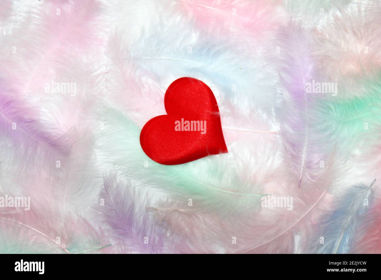 Volando corazones rojos sobre fondo blanco. Día de San Valentín. Símbolo de amor. Espacio de copia. Foto de stock