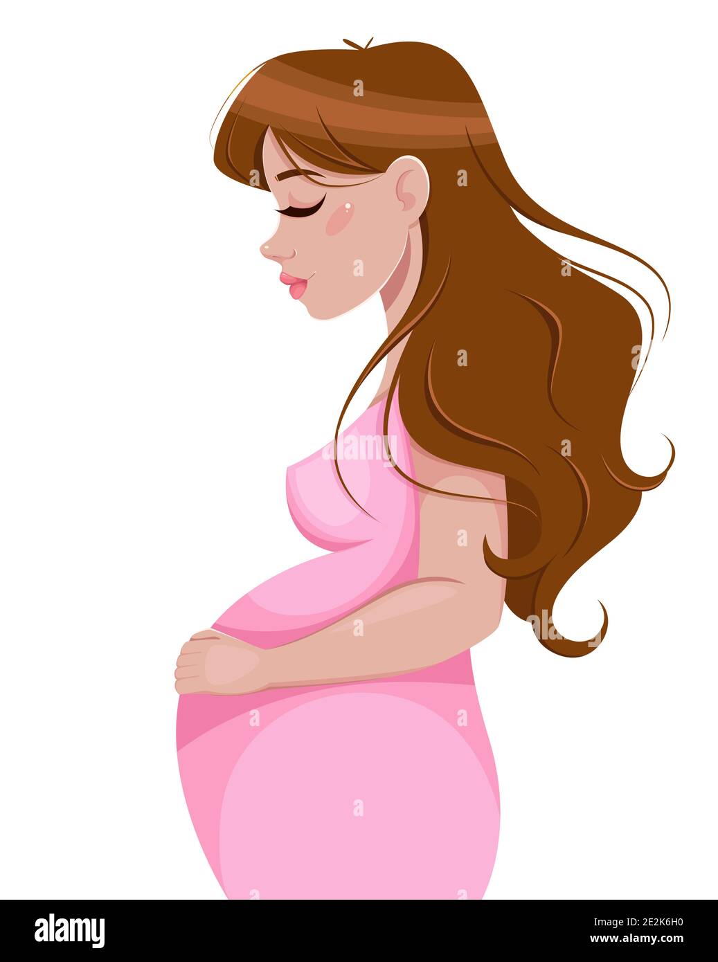 Mujer embarazada, personaje de dibujos animados en estilo plano. Hermosa  señora esperando a bebé. Ilustración de vector de acciones Imagen Vector de  stock - Alamy