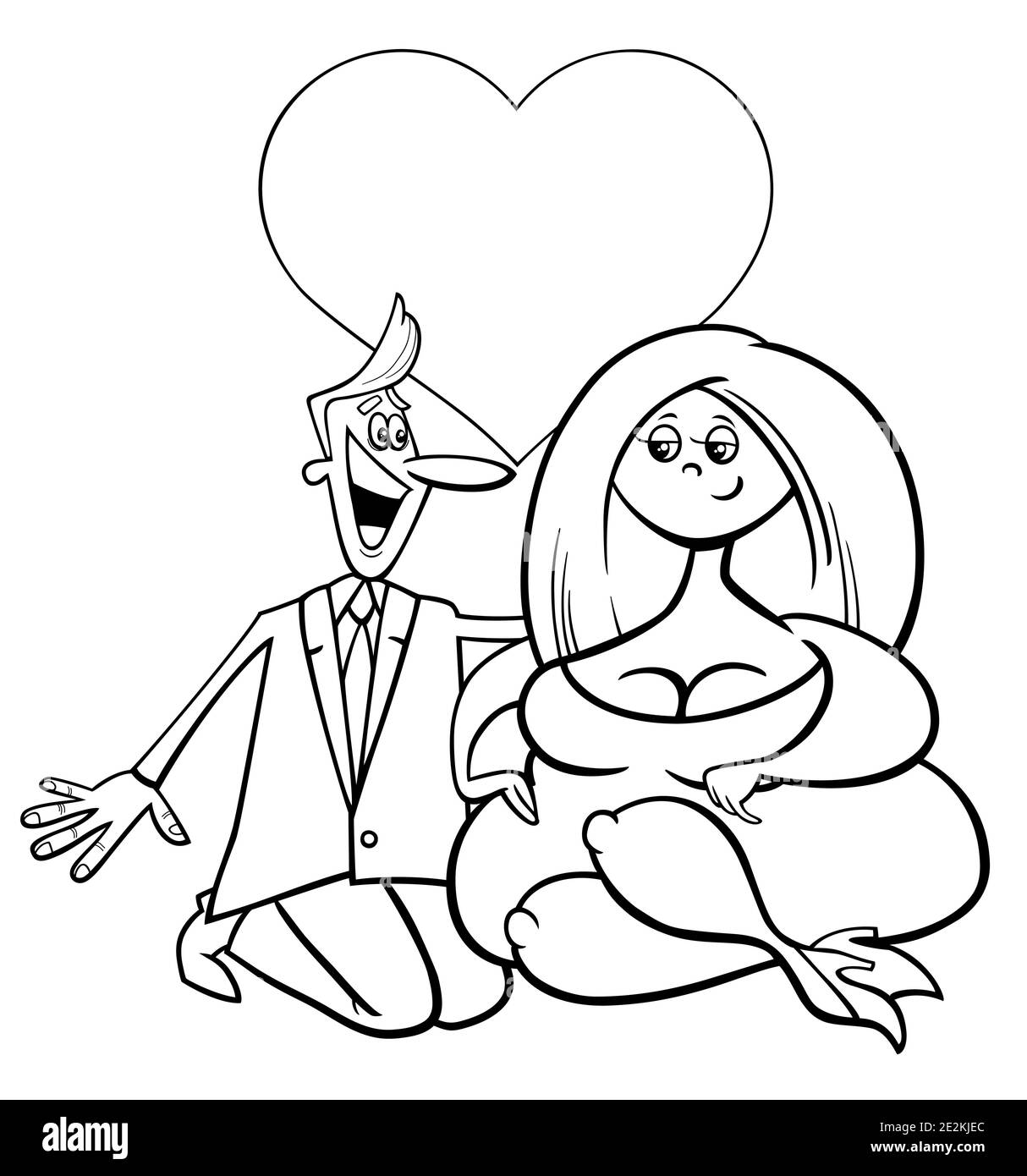 Día de San Valentín tarjeta de felicitación dibujos animados con la mujer y  el hombre pareja personajes enamorados Imagen Vector de stock - Alamy
