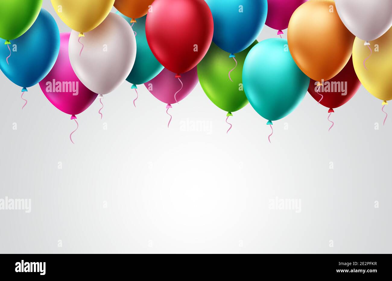 Diseño de plantilla vectorial de globos de cumpleaños. Coloridos elementos  de globo de vuelo para cumpleaños fiesta invitación tarjeta de diseño en  blanco espacio vacío para el texto Imagen Vector de stock -