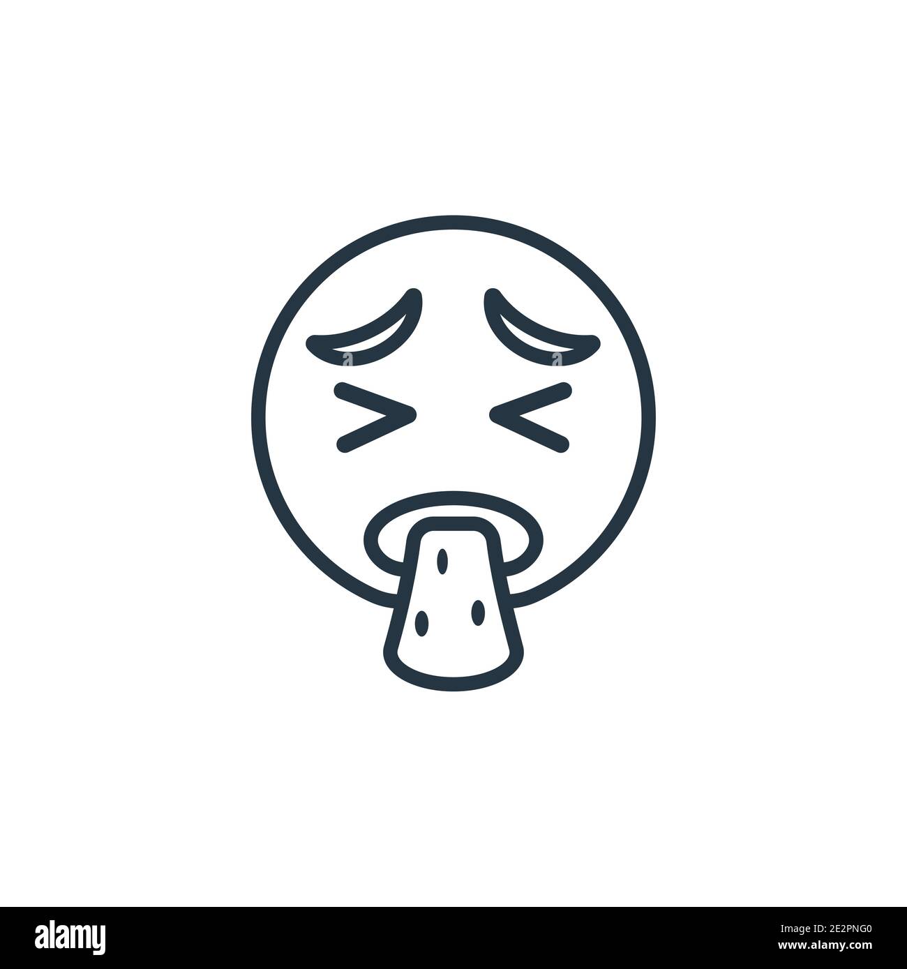 Vomit emoji contorno vector icono. Línea fina negro vomit icono emoji