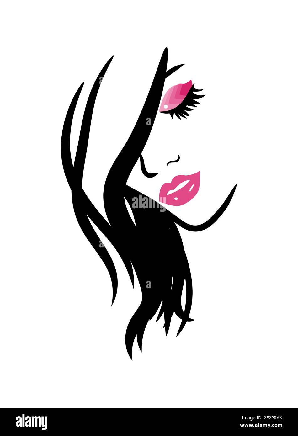 Cara De Mujer Bonita Vector Logo Hermosa Chica Yoing Con Pelo Largo
