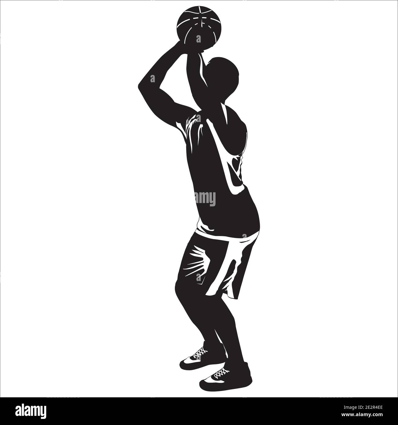 Saca la aseguranza Persona responsable boleto Jugador profesional de baloncesto silueta de tiro pelota en el aro,  ilustración vectorial Imagen Vector de stock - Alamy