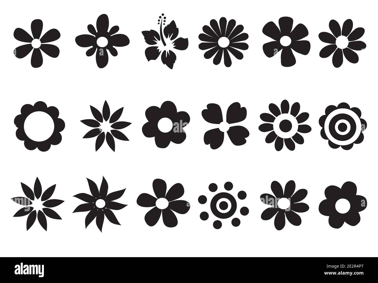 Siluetas de flores vectoriales sencillos Imagen Vector de stock - Alamy