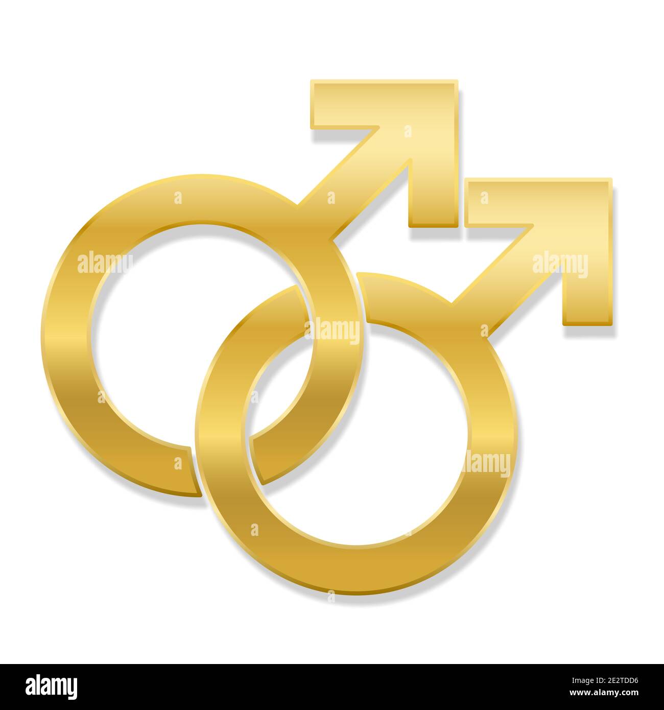 Símbolo de amor Gay, estilo de emblema dorado - ilustración del logotipo sobre fondo blanco. Foto de stock