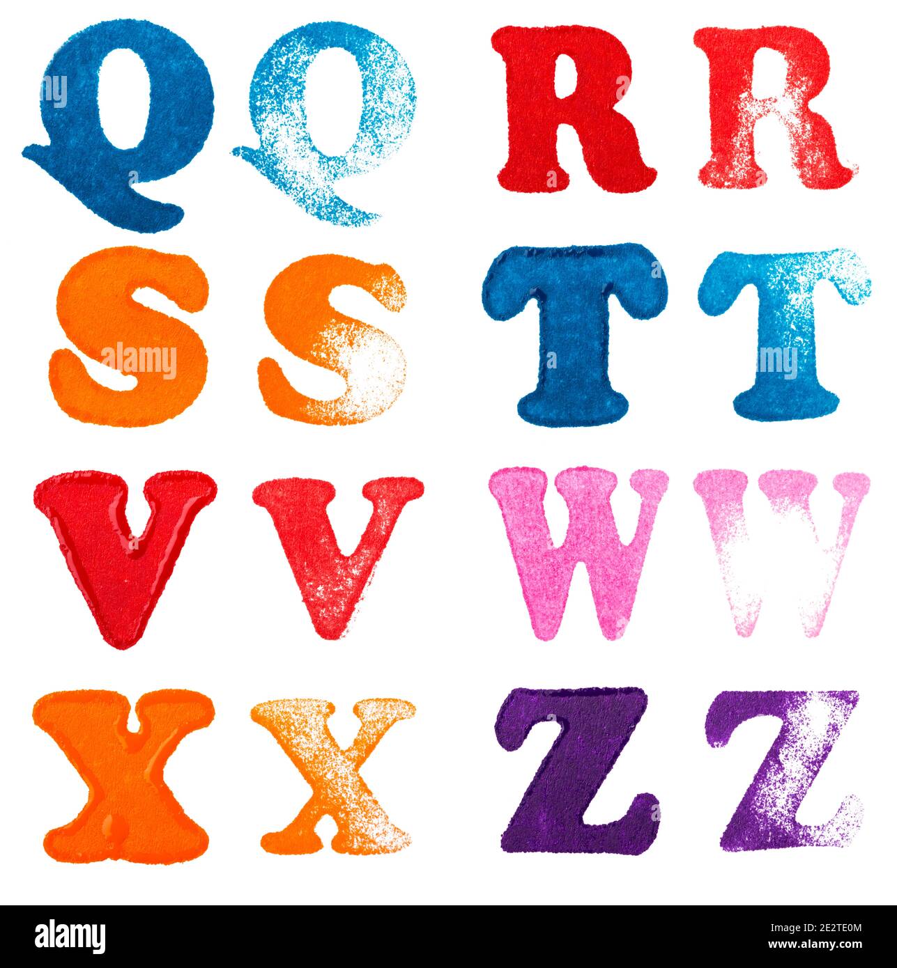 Juego De Letras De Sello De Goma Aisladas Consonantes Q Z Fotografia De Stock Alamy