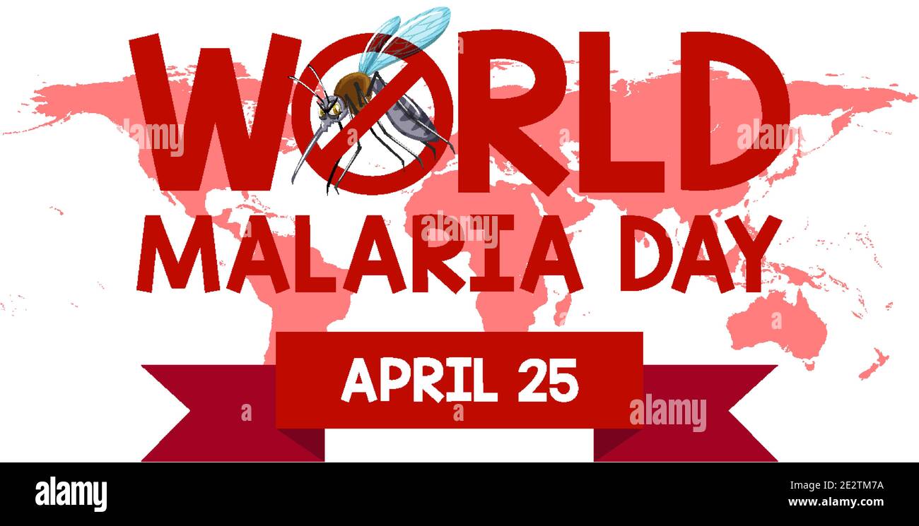 Logotipo o banner del día Mundial de la Malaria con ilustración de signo de mosquito Imagen