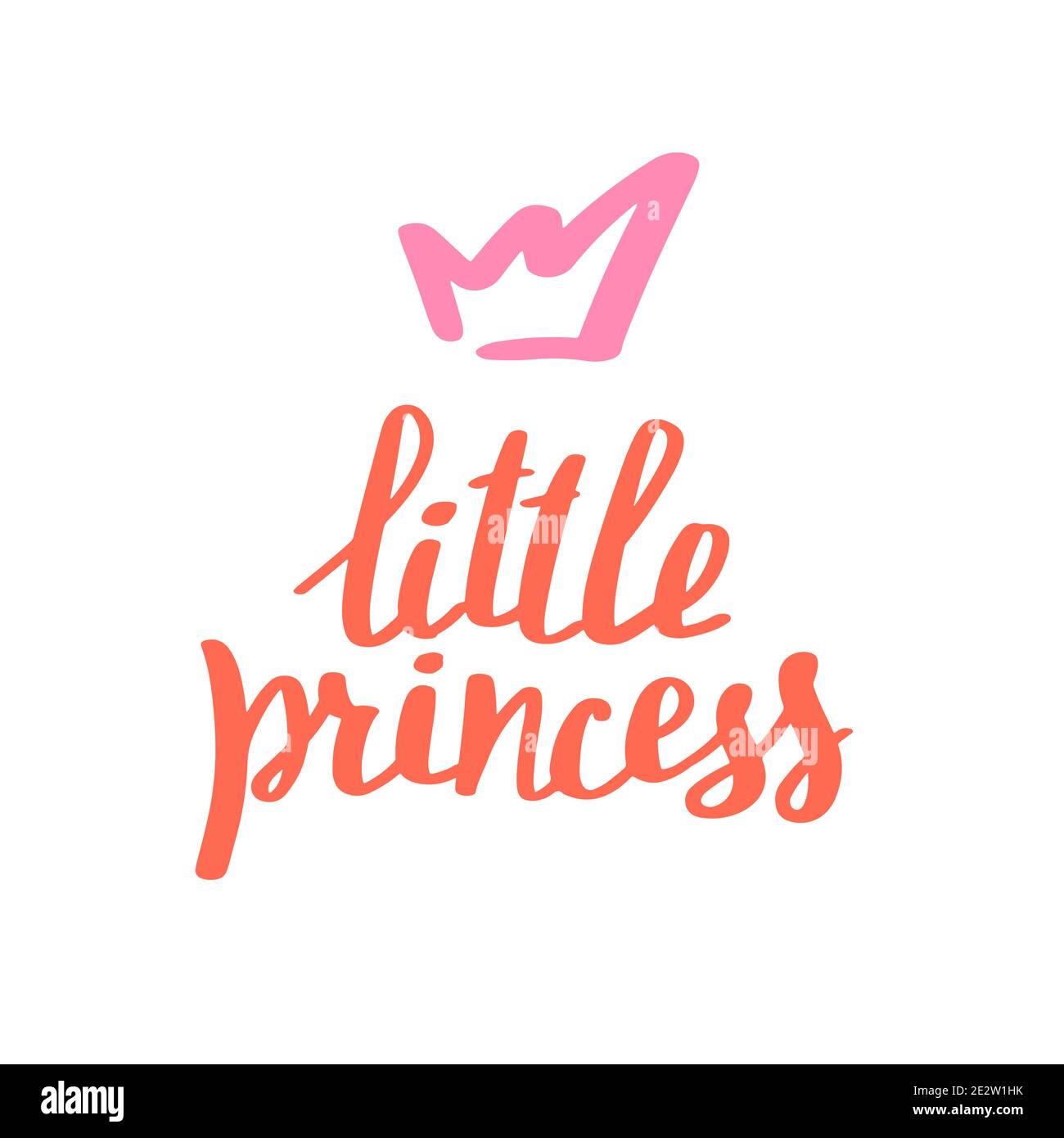 Estampado de princesa pequeña en estilo de fideos sencillos. Letras  dibujadas a mano con corona para estampados de camisetas, fundas de  teléfono, decoración o carteles. Niños texto para niñas c Imagen Vector