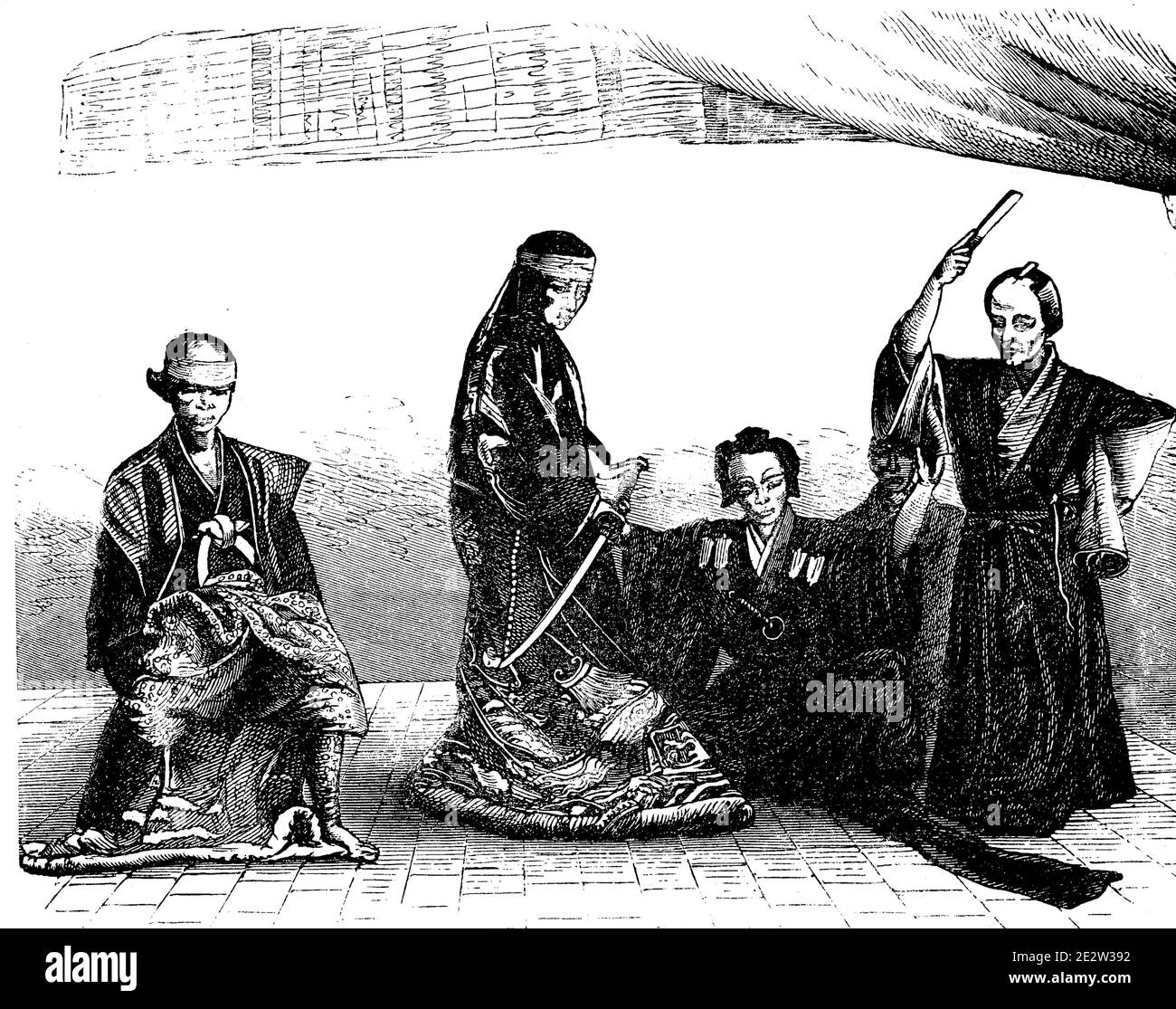 Japón a finales de la Edad Media, actor, ilustración de 1870 / Japón im