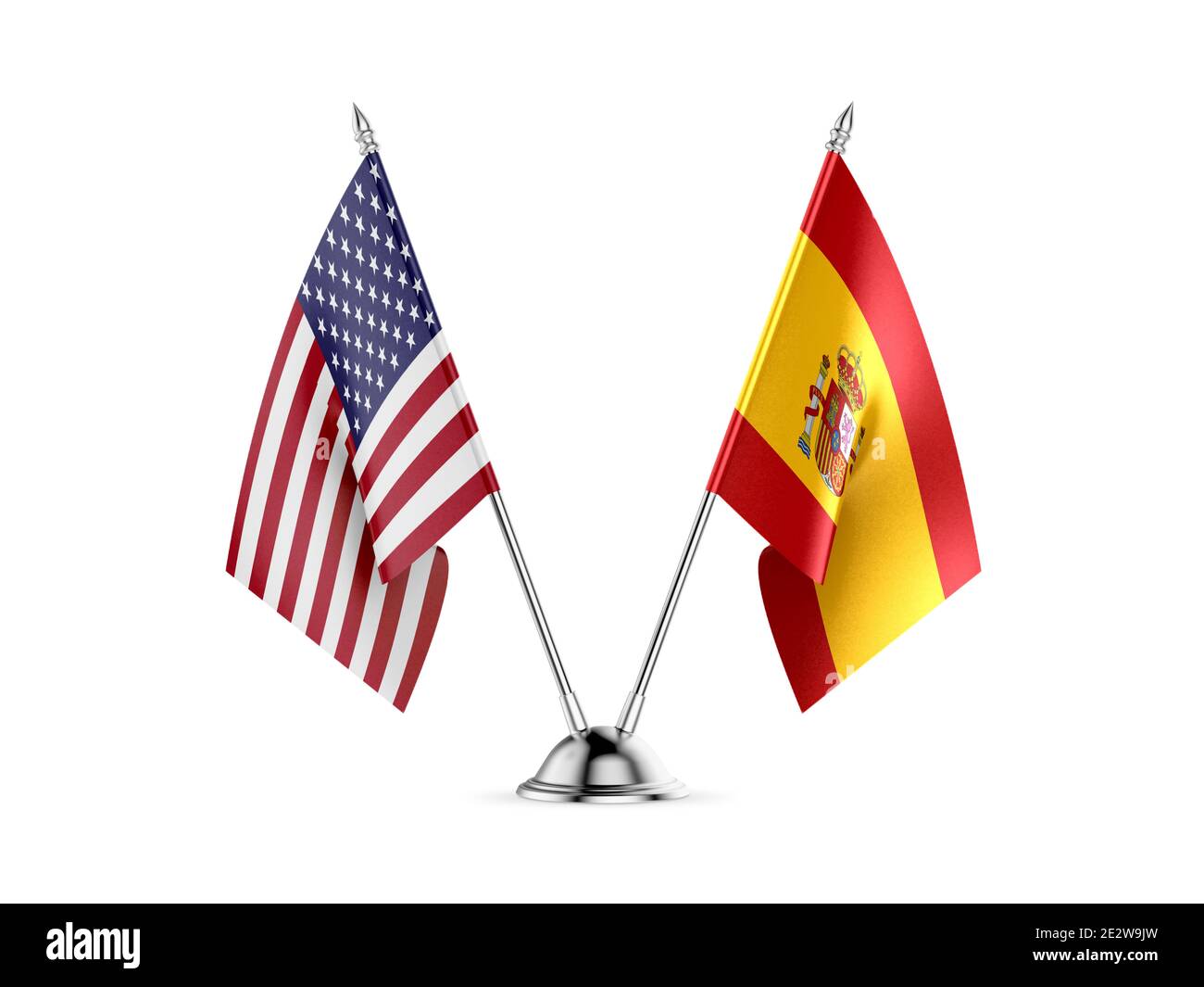 Banderas de escritorio, Estados Unidos de América y España, aislado sobre  fondo blanco. Imagen 3D Fotografía de stock - Alamy