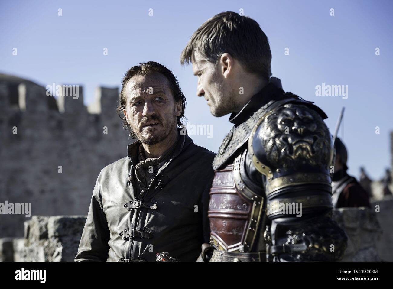 Juego de Tronos - Temporada 7 episodio 7: Nikolaj Coster-Waldau (Jamie Lannister) y Jerome Flynn (Bronn) Foto de stock