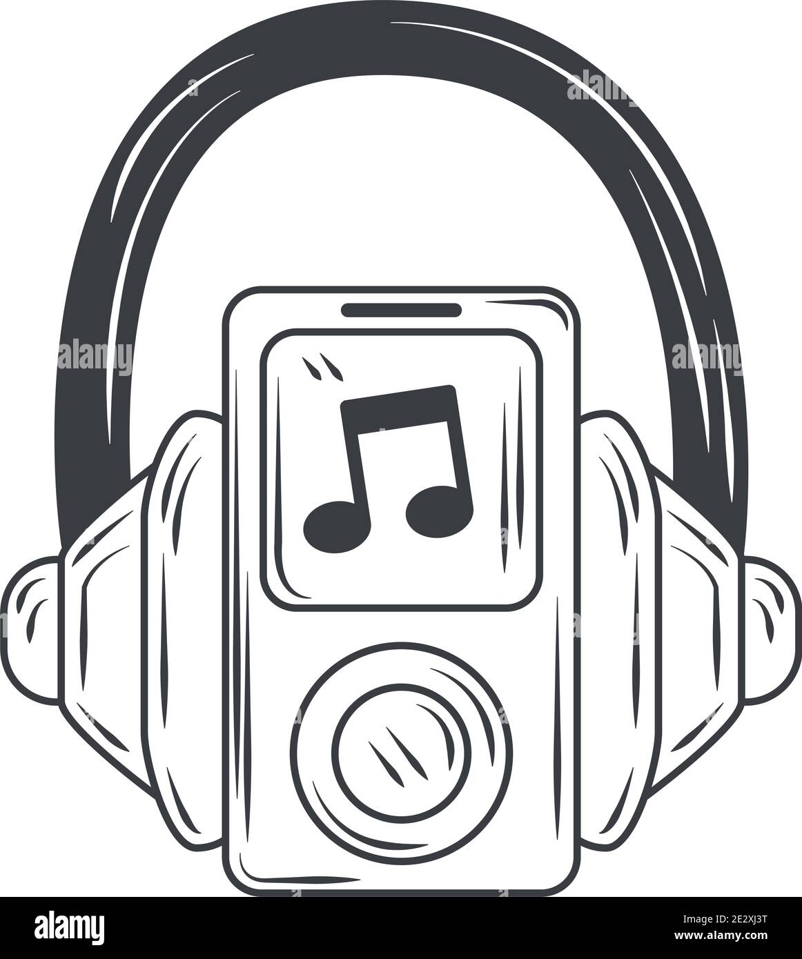 escuchar música mp3 y auriculares, dibujo estilo vector ilustración Imagen  Vector de stock - Alamy