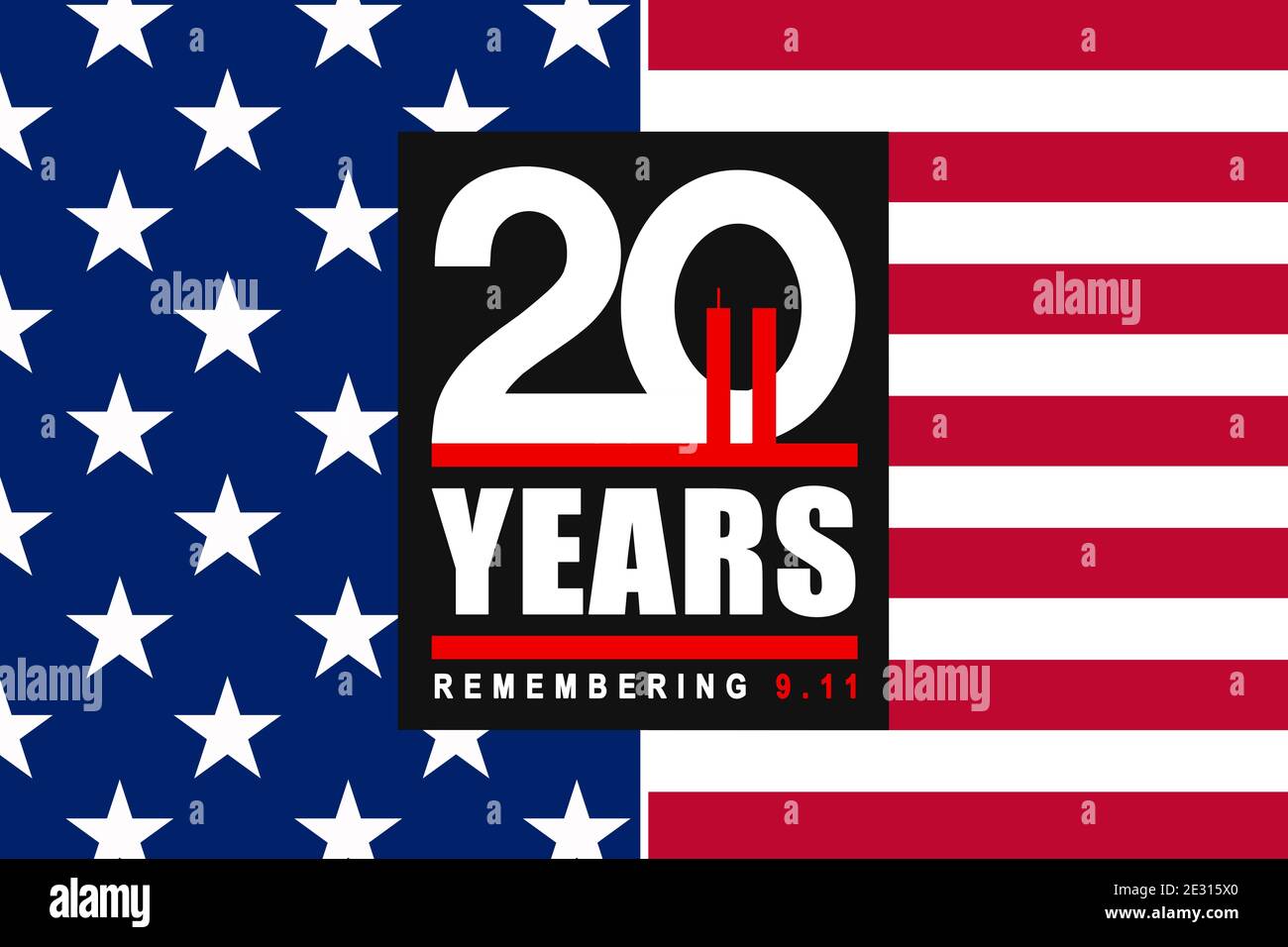Recordando los 20 años de 9 11, día del Patriot. Siempre recordaremos los ataques terroristas del 11 de septiembre de 2001. Foto de stock