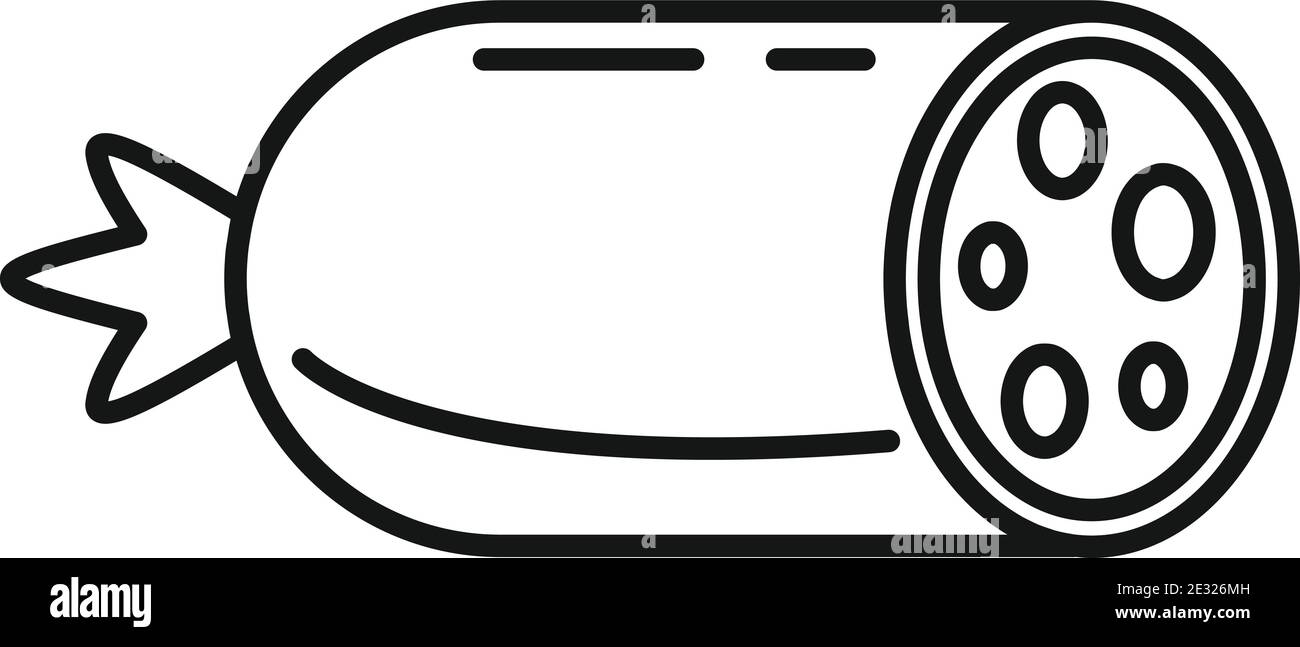 Icono de salchicha cortada, estilo contorno Ilustración del Vector