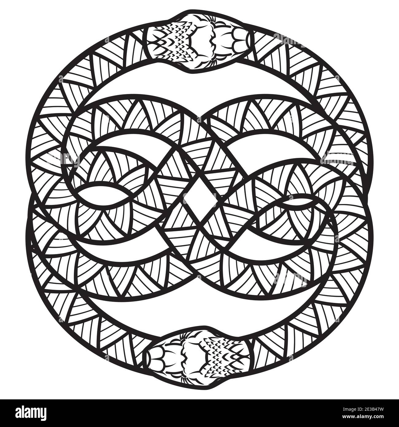 Diseño de estilo gótico. Dos serpientes entrelazadas Ilustración del Vector