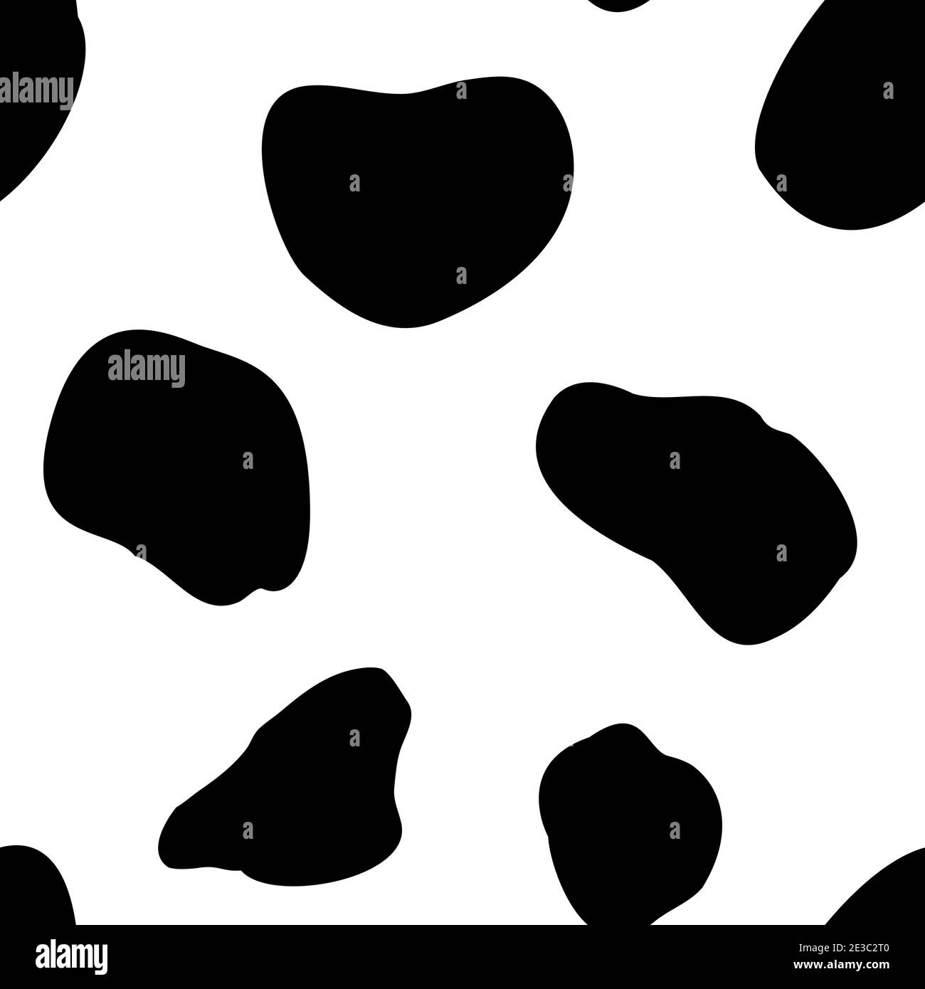 Vector vaca patrón fondo sin costuras. Manchas negras irregulares sobre  fondo blanco. Ilustración abstracta de la textura de la piel de las vacas.  Manchas de ganado bovino aleatorias Imagen Vector de stock -