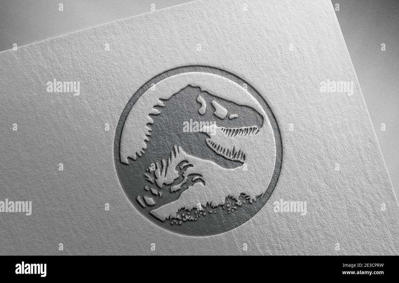 jurassic mundo logotipo papel textura ilustración Foto de stock