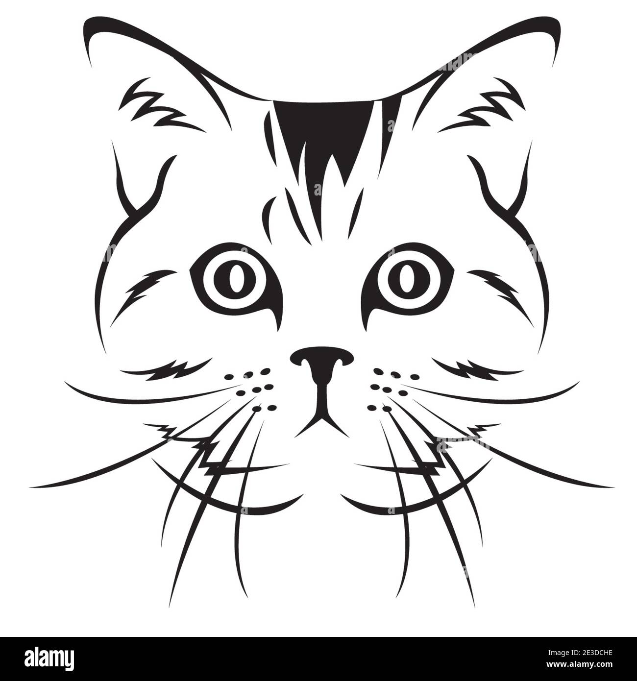 dibujo de cara de gato en blanco y negro Fotografía de stock - Alamy