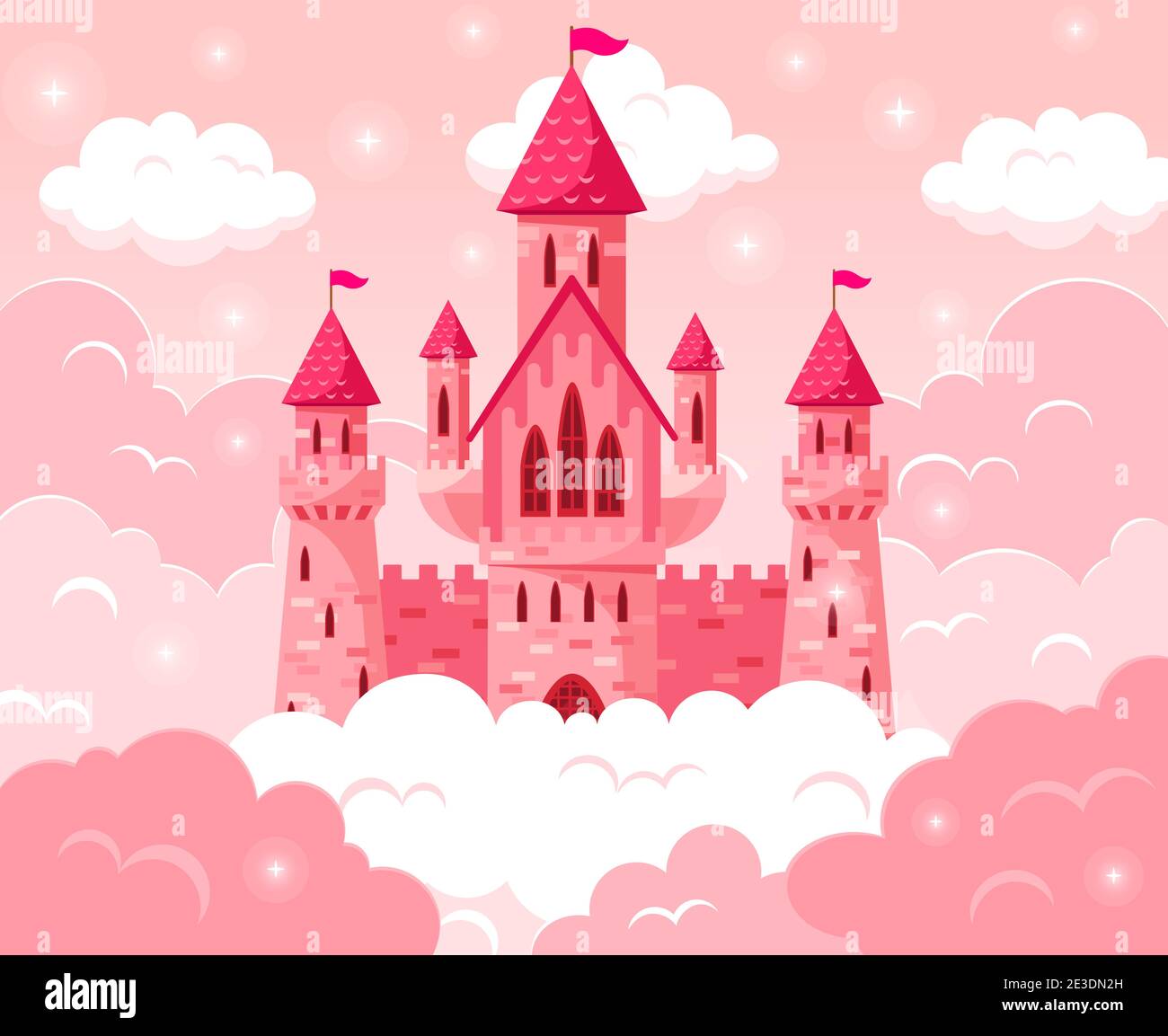 Cartoon Cuento De Hadas Rosa Castillo Torre Medieval De Cuento De Hadas Mágica Castillo De