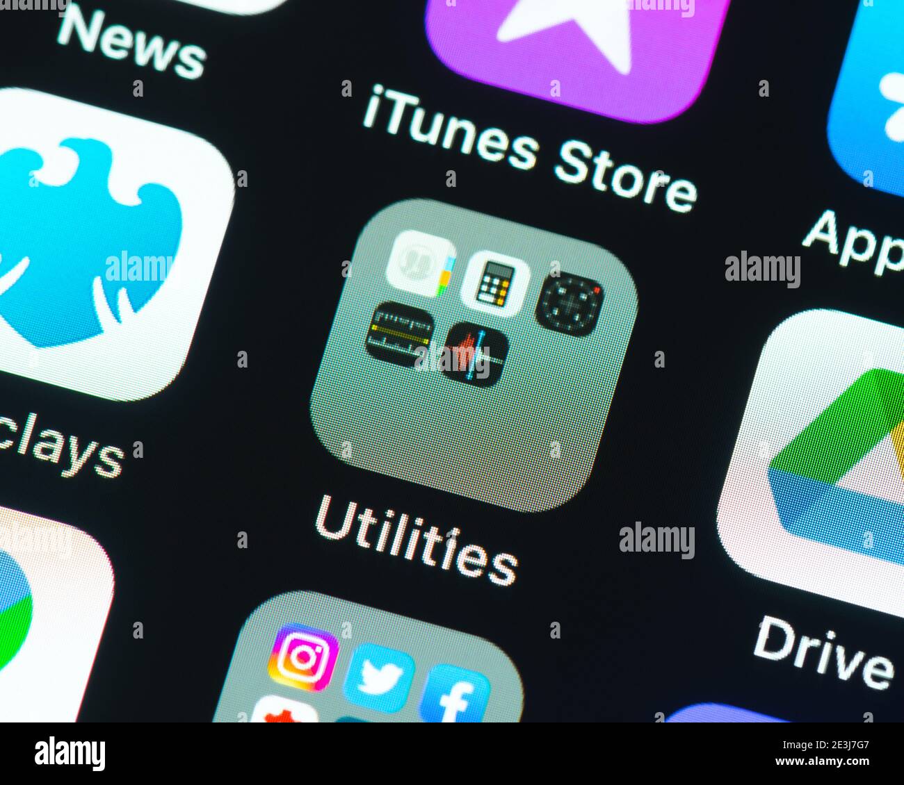 Icono de la aplicación de la carpeta de utilidades en la pantalla de Apple  iPhone Fotografía de stock - Alamy