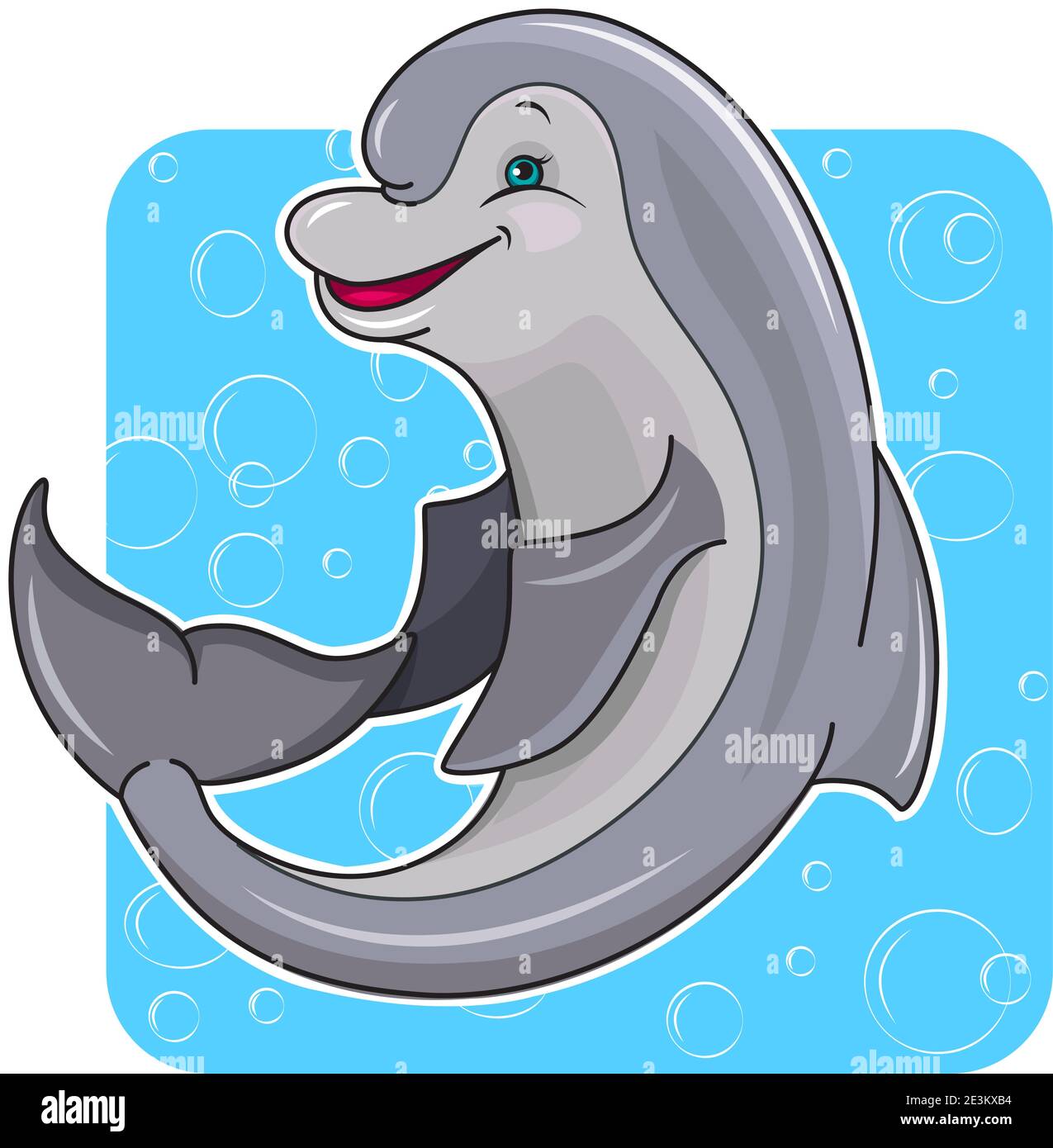 Ilustración de un divertido delfín de dibujos animados en el mar Imagen  Vector de stock - Alamy